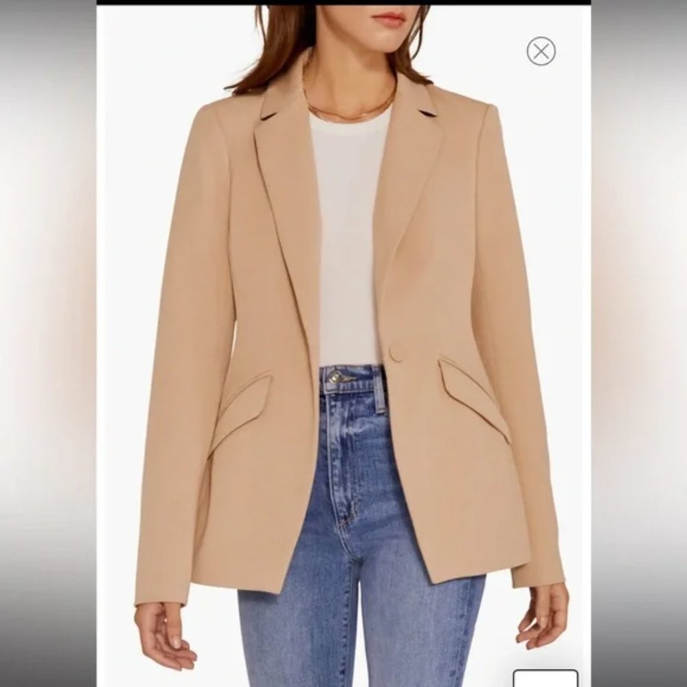 Favorite Daughter Beige Single-Button Tailored Blazer